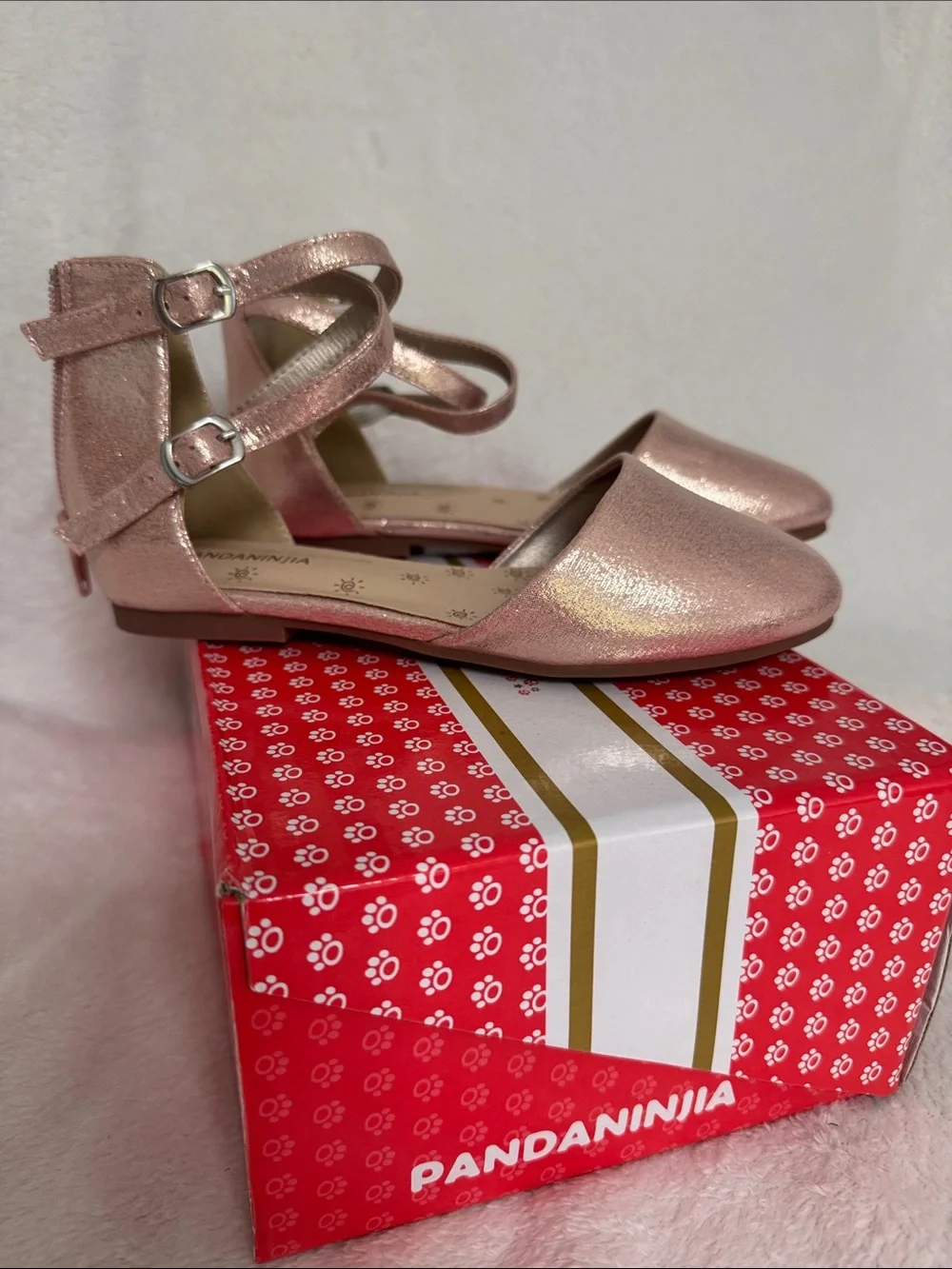 Girls' Pink Glitter Mary Jane Flats